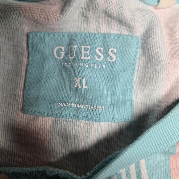 Guess Los Angeles Crumley Striped Crew T-Shirt XL Embroidered - Picture 3 of 5